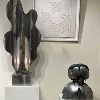 Stainless steel lamp by Philippe Jean 1970