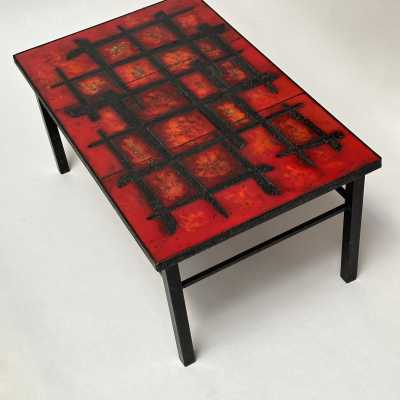 Lava Glazed Low Table, R&J Cloutier, France c.1960