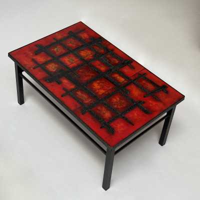 Lava Glazed Low Table, R&J Cloutier, France c.1960