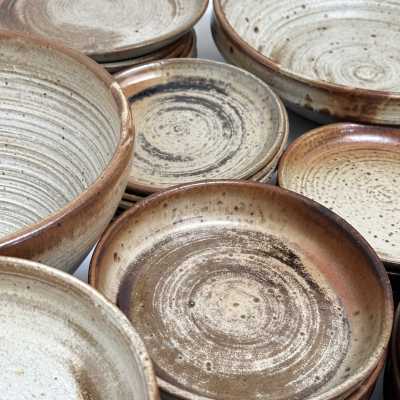 Handcrafted Stoneware Set of Dishes, Jea-Pierre Prud'Homme, France c.1975