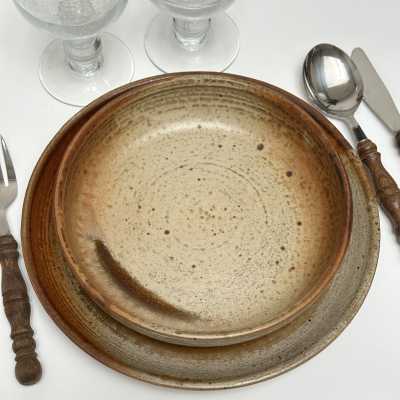 Handcrafted Stoneware Set of Dishes, Jean-Pierre Prud'Homme, France c.1975