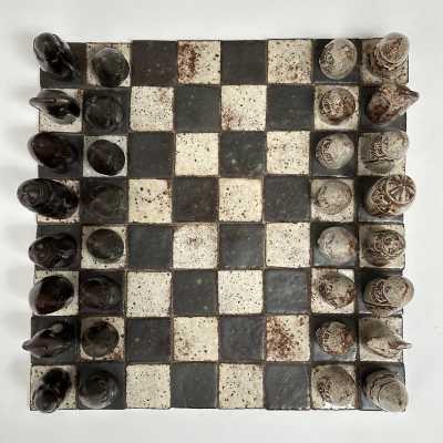 Stoneware Chess Game, André Hirlet, France c.1960