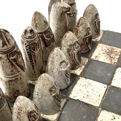 Stoneware Chess Game, André Hirlet, France c.1960