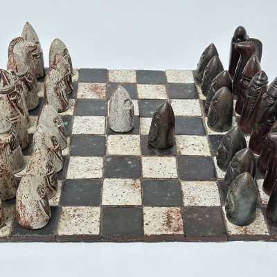 Stoneware Chess Game, André Hirlet, France c.1960