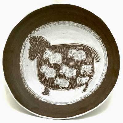 Albert Thiry, Large Grogged Clay Bowl, Vallauris c.1980