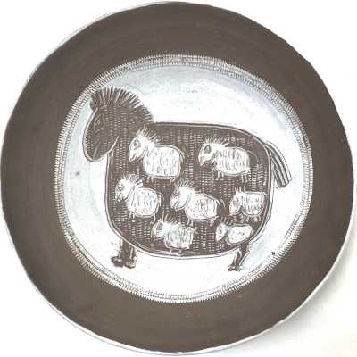 Albert Thiry, Large Grogged Clay Bowl, Vallauris c.1980