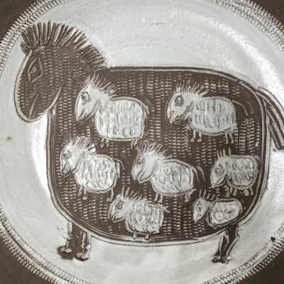 Albert Thiry, Large Grogged Clay Bowl, Vallauris c.1980