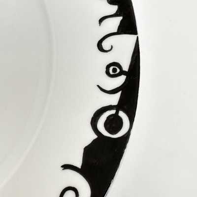 Roger Capron, Unique Porcelain Plate, Vallauris 1992