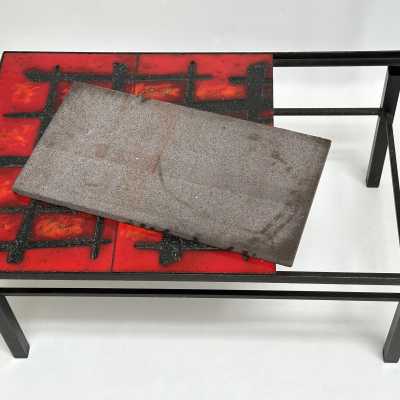 Lava Glazed Low Table, R&J Cloutier, France c.1960