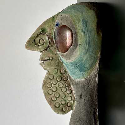 Roger Capron, 3 Raku Masks, Vallauris 1996