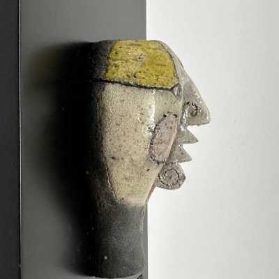 Roger Capron, 3 Raku Masks, Vallauris 1996