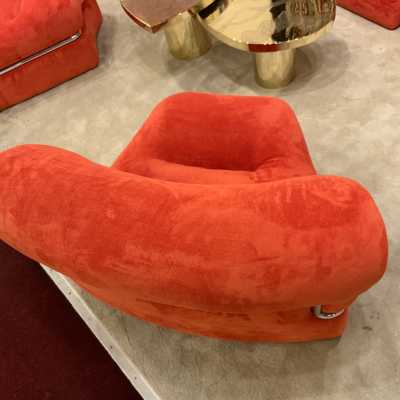 Chrome and fabric sofa