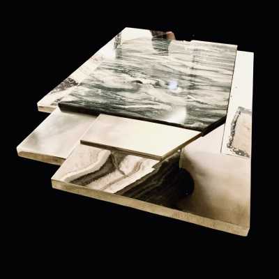 Stainless steel and aluminum coffee table