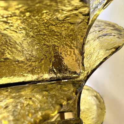 Mid-Century Modern Space Age Cactus floor lamp, yellow Murano glass and gold metal by Carlo Nason for the Mazzega factory. Famous Italian design like Venini, Vistosi, La Murrina, Aldo Nason, Stilnovo, Joe Colombo, Arteluce, Arredoluce, Lumi, Luci, Rggiani, Sciolari, Werner Pantone, Luigi Colani, Raak, Angelo Lelii, Angelo Brotto, Esperia, Francesco Bocola, Superstudio, Enrico Tronconi, Mario Bellini, Harvey Guzzini, Luigi Massoni, Martinelli, Pierre Cardin, Fabio Lenci, Gio Ponti.