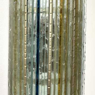Mid-century modern wall sconces in hammered glass and wrought iron, with a golden patina, from the Biancardi Jordan factory in Verona, in the brutalist style, a competitor of Longobard Arte and Poliarte in the 1970s. Famous designers include Carlo Aldo Nason for Mazzega Murano, Venini, Vistosi, La Murrina, Esperia and Angelo Brotto.
