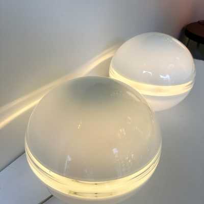 Pair of Mid-Century Modern Space Age table or bedside lamps model LT230 in clear and white textured kinetic Murano glass by Carlo Nason for the Mazzega factory. Famous Italian design like Venini, Vistosi, La Murrina, Aldo Nason, Stilnovo, Joe Colombo, Arteluce, Arredoluce, Lumi, Luci, Rggiani, Sciolari, Werner Pantone, Luigi Colani, Raak, Angelo Lelii, Angelo Brotto, Esperia, Francesco Bocola, Superstudio, Enrico Tronconi, Mario Bellini, Harvey Guzzini, Luigi Massoni, Martinelli, Pierre Ca