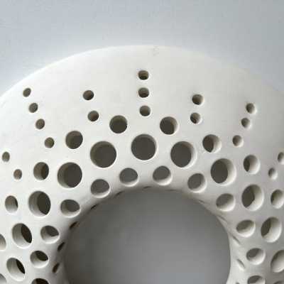 Pair of white terracotta wall sconces. Italian design, contemporary handcrafted.