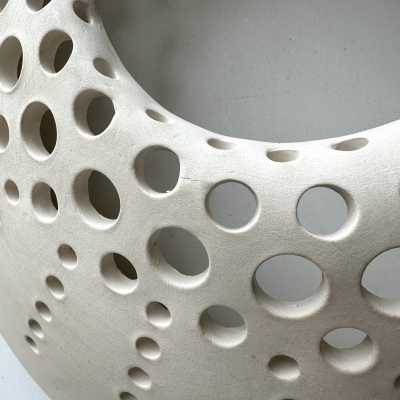Pair of white terracotta wall sconces. Italian design, contemporary handcrafted.