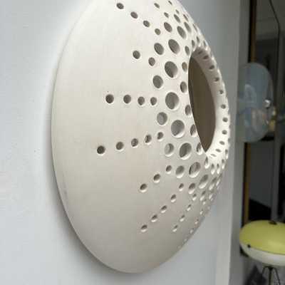 Pair of white terracotta wall sconces. Italian design, contemporary handcrafted.