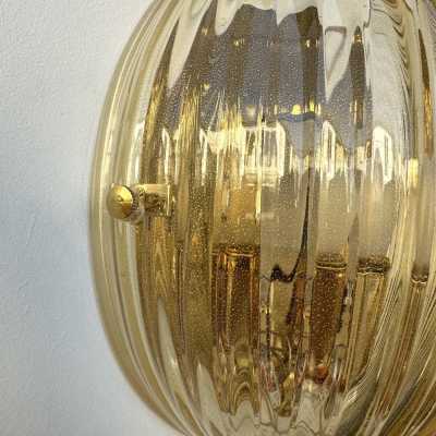 Mid-Century Modern Space Age Yellow Gold Leaf Murano Glass Wall Sconces. Famous manufacturing designers like Barovier Toso Fabbian, Venini, Veronese, La Murrina, Aldo Carlo Nason, Stilnovo, Joe Colombo, Arteluce, Arredoluce, Lumi, Luci, Rggiani, Sciolari, Werner Pantone, Luigi Colani, Raak, Angelo Lelii, Angelo Brotto, Esperia, Francesco Bocola, Superstudio, Enrico Tronconi, Mario Bellini, Harvey Guzzini, Luigi Massoni, Martinelli, Pierre Cardin, Fabio Lenc