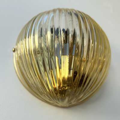Mid-Century Modern Space Age Yellow Gold Leaf Murano Glass Wall Sconces. Famous manufacturing designers like Barovier Toso Fabbian, Venini, Veronese, La Murrina, Aldo Carlo Nason, Stilnovo, Joe Colombo, Arteluce, Arredoluce, Lumi, Luci, Rggiani, Sciolari, Werner Pantone, Luigi Colani, Raak, Angelo Lelii, Angelo Brotto, Esperia, Francesco Bocola, Superstudio, Enrico Tronconi, Mario Bellini, Harvey Guzzini, Luigi Massoni, Martinelli, Pierre Cardin, Fabio Lenc