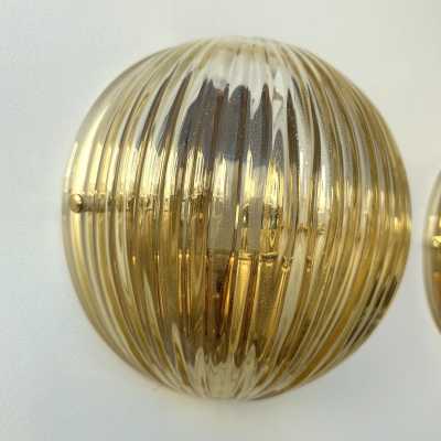 Mid-Century Modern Space Age Yellow Gold Leaf Murano Glass Wall Sconces. Famous manufacturing designers like Barovier Toso Fabbian, Venini, Veronese, La Murrina, Aldo Carlo Nason, Stilnovo, Joe Colombo, Arteluce, Arredoluce, Lumi, Luci, Rggiani, Sciolari, Werner Pantone, Luigi Colani, Raak, Angelo Lelii, Angelo Brotto, Esperia, Francesco Bocola, Superstudio, Enrico Tronconi, Mario Bellini, Harvey Guzzini, Luigi Massoni, Martinelli, Pierre Cardin, Fabio Lenc