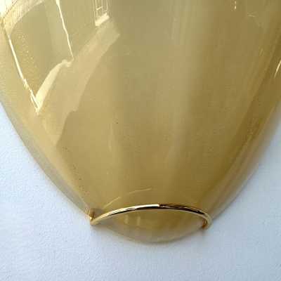 Yellow Murano glass wall sconces, Space Age style, Mid-Century Modern style, gold leaf and brass. Renowned manufacturers and designers: Barovier Toso, Fabbian, Venini, Veronese, La Murrina, Aldo Carlo Nason, Stilnovo, Joe Colombo, Arteluce, Arredoluce, Lumi, Luci, Rggiani, Sciolari, Werner Pantone, Luigi Colani, Raak, Angelo Lelii, Angelo Brotto, Esperia, Francesco Bocola, Superstudio, Enrico Tronconi, Mario Bellini, Harvey Guzzini, Luigi Massoni, Martinelli, Pierre Cardin, Fabio Lenci and Gio Po
