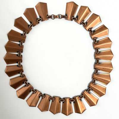 Patinated Copper Choker Aztec, Jerry Fels for Renoir, c.1950