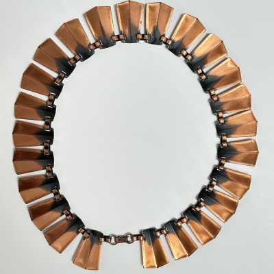 Patinated Copper Choker Aztec, Jerry Fels for Renoir, c.1950