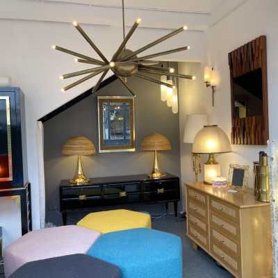 Pair or set of two Mid-Century Modern wall sconces by Maison Arlus. Cast gilt bronze and opaline glass. Rare model, beautiful patina. Original documentation available upon request. Renowned manufacturers such as Stilnovo, Arteluce, Arredoluce, Maison Jansen, Charles, Hollywood Regency, and Felix Agostini.