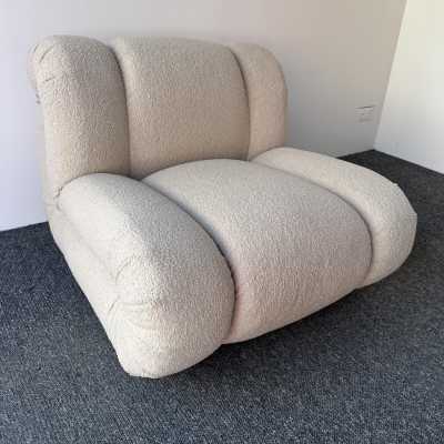 Mid-Century Modern Space Age Pair of large Velasquez model fireside armchairs by Italian design publisher Mimo J. Padova. New loopback fabric covering. In the style of Pierre Cardin, Gio Ponti, Gianfranco Frattini, Cassina, Osvaldo Borsani, Joe Colombo, Vico Magistretti, Ico Luisa Parisi, Mario Bellini, Tito Agnoli, Afra Tobia Carlo Scarpa, Luciano Frigerio, Sporiti, Marco Zanuso, Giulio Moscatelli, Formanova.