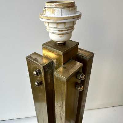 Pair of brass table or bedside lamps, Space Age, Brutalist and Mid-Century Modern style.