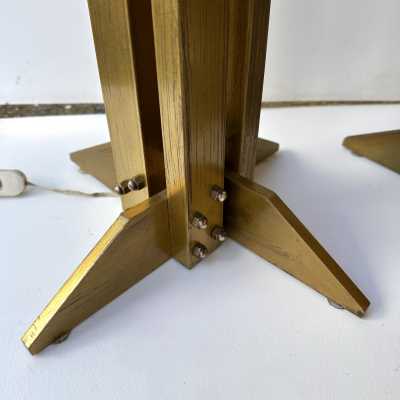 Pair of brass table or bedside lamps, Space Age, Brutalist and Mid-Century Modern style.