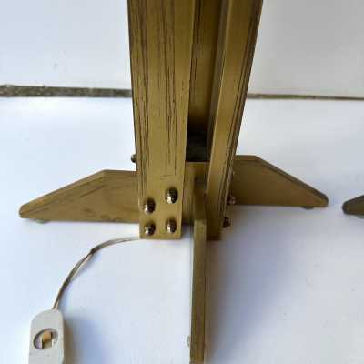 Pair of brass table or bedside lamps, Space Age, Brutalist and Mid-Century Modern style.