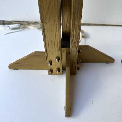 Pair of brass table or bedside lamps, Space Age, Brutalist and Mid-Century Modern style.