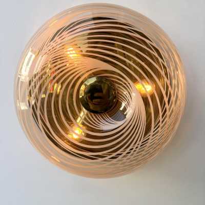 Pair of plastic lucite spiral brass wall or ceiling lights mid century modern, Italian design in the mood of Venini, Vistosi, Mazzega, Seguso, Carlo Aldo Nason, Poliarte, Esperia, Angelo Brotto, Stilnovo, Arteluce, Arredoluce, Artemide, Pierre Cardin, Lumi, Luci, Raak, Angelo Lelii, Francesco Bocola, Superstudio, Enrico Tronconi, Mario Bellini, Harvey Guzzini, Luigi Massoni, Martinelli, Fabio Lenci, Gio Ponti.