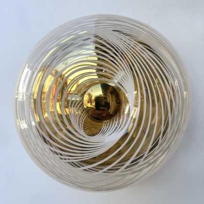 Pair of plastic lucite spiral brass wall or ceiling lights mid century modern, Italian design in the mood of Venini, Vistosi, Mazzega, Seguso, Carlo Aldo Nason, Poliarte, Esperia, Angelo Brotto, Stilnovo, Arteluce, Arredoluce, Artemide, Pierre Cardin, Lumi, Luci, Raak, Angelo Lelii, Francesco Bocola, Superstudio, Enrico Tronconi, Mario Bellini, Harvey Guzzini, Luigi Massoni, Martinelli, Fabio Lenci, Gio Ponti.