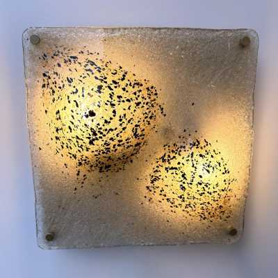 Pair of Mid-Century Modern Space Age Wall Sconces, Textured Murano Glass and Brushed Brass Gold Painted Metal Style Sconces. Famous Italian design like Venini, Vistosi, La Murrina, Aldo Carlo Nason for Mazzega, Stilnovo, Joe Colombo, Arteluce, Arredoluce, Lumi, Luci, Rggiani, Sciolari, Werner Pantone, Luigi Colani, Raak, Angelo Lelii, Angelo Brotto, Esperia, Francesco Bocola, Superstudio, Enrico Tronconi, Mario Bellini, Harvey Guzzini, Luigi Massoni, Martinelli, Pierre Cardi