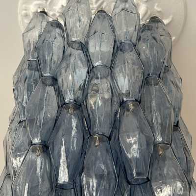 Murano glass chandelier, pendant, or flush-mounted ceiling light in polyhedral polihedral glass. Comes with additional glass, chain, and ceiling rose. In a Mid-Century Modern Hollywood Regency style, inspired by Mazzega, Carlo Aldo Nason, Vistosi, La Murrina, Carlo Scarpa, Venini, and Seguso.