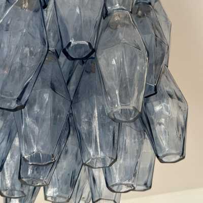 Murano glass chandelier, pendant, or flush-mounted ceiling light in polyhedral polihedral glass. Comes with additional glass, chain, and ceiling rose. In a Mid-Century Modern Hollywood Regency style, inspired by Mazzega, Carlo Aldo Nason, Vistosi, La Murrina, Carlo Scarpa, Venini, and Seguso.