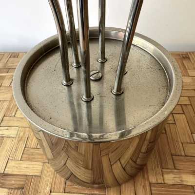 Mid-Century Modern Space Age Rare table or floor lamp by Italian designer Pia Guidetti Crippa for the publisher Lumi, chrome metal and opaline glass ball. Famous manufactures such as Sarfatti, Artemide, Arredoluce, Sciolari, Reggiani, Arlus, Stilnovo, Angelo Lelii Esperia, Hollywood Regency.