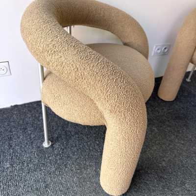 Pair of Mid-Century Modern Space Age Tube Chairs by Bartoli for publisher Rossi di Albizzate. New loopback fabric covering. In the style of Pierre Cardin, Gio Ponti, Gianfranco Frattini, Cassina, Osvaldo Borsani, Joe Colombo, Vico Magistretti, Ico Luisa Parisi, Mario Bellini, Tito Agnoli, Afra Tobia Carlo Scarpa, Luciano Frigerio, Sporiti, Marco Zanuso, Giulio Moscatelli, Formanova.