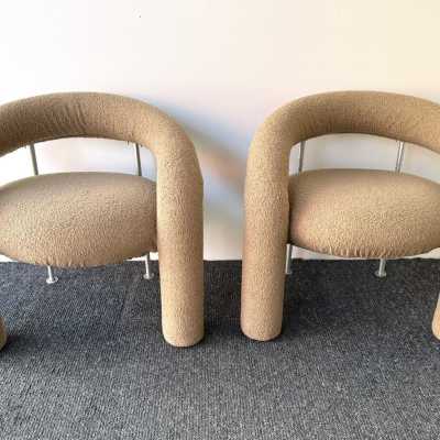 Pair of Mid-Century Modern Space Age Tube Chairs by Bartoli for publisher Rossi di Albizzate. New loopback fabric covering. In the style of Pierre Cardin, Gio Ponti, Gianfranco Frattini, Cassina, Osvaldo Borsani, Joe Colombo, Vico Magistretti, Ico Luisa Parisi, Mario Bellini, Tito Agnoli, Afra Tobia Carlo Scarpa, Luciano Frigerio, Sporiti, Marco Zanuso, Giulio Moscatelli, Formanova.