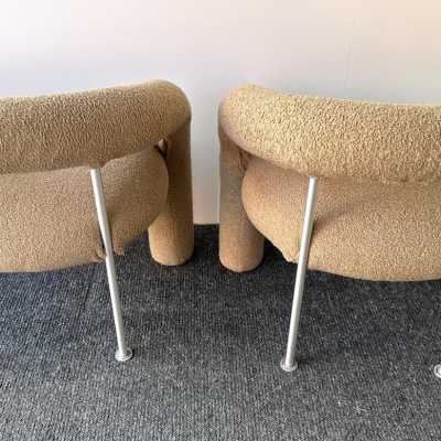 Pair of Mid-Century Modern Space Age Tube Chairs by Bartoli for publisher Rossi di Albizzate. New loopback fabric covering. In the style of Pierre Cardin, Gio Ponti, Gianfranco Frattini, Cassina, Osvaldo Borsani, Joe Colombo, Vico Magistretti, Ico Luisa Parisi, Mario Bellini, Tito Agnoli, Afra Tobia Carlo Scarpa, Luciano Frigerio, Sporiti, Marco Zanuso, Giulio Moscatelli, Formanova.