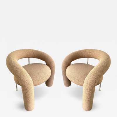 Pair of Mid-Century Modern Space Age Tube Chairs by Bartoli for publisher Rossi di Albizzate. New loopback fabric covering. In the style of Pierre Cardin, Gio Ponti, Gianfranco Frattini, Cassina, Osvaldo Borsani, Joe Colombo, Vico Magistretti, Ico Luisa Parisi, Mario Bellini, Tito Agnoli, Afra Tobia Carlo Scarpa, Luciano Frigerio, Sporiti, Marco Zanuso, Giulio Moscatelli, Formanova.