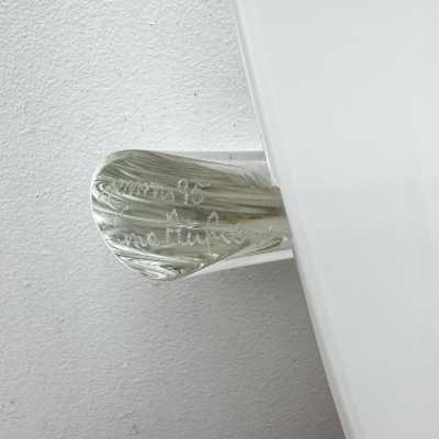 Pair of Swan wall lights in white and transparent Murano glass, by designer Tina Aufiero for the Italian design manufacturer Venini. Engraved, signed and dated 1995. Famous design such as Carlo Aldo Nason for Mazzega, Vistosi, La Murrina, Poliarte, Veronese, Seguso, Stilnovo, Artemide, Arredoluce, Arteluce.