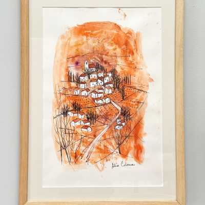 Original Drawing, Views of Provence, Alice Colonieu, Roaix c.1960