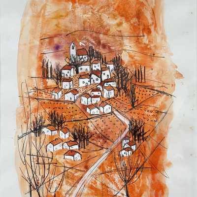 Original Drawing, Views of Provence, Alice Colonieu, Roaix c.1960