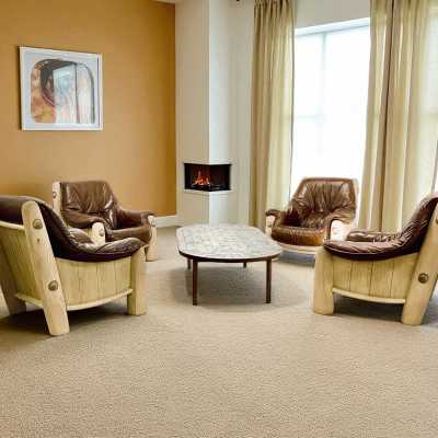 Comfortable armchairs oak and leather armchair