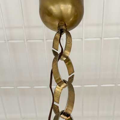 Vintage brass hanging chandelier, original Space Age style model, Mid-Century Modern style, by Aldo Nason for the Mazzega factory. Bubble blown Murano glass. Renowned manufacturers: Venini, Vistosi, La Murrina, Seguso, Carlo Nason, Poliarte, Esperia, Angelo Brotto, Stilnovo, Arteluce, Arredoluce, Artemide, Pierre Cardin, Lumi, Luci, Raak, Angelo Lelii, Francesco Bocola, Superstudio, Enrico Tronconi, Mario Bellini, Harvey Guzzini, Luigi Massoni, Martinelli, Fabio Lenci and Gio Ponti.